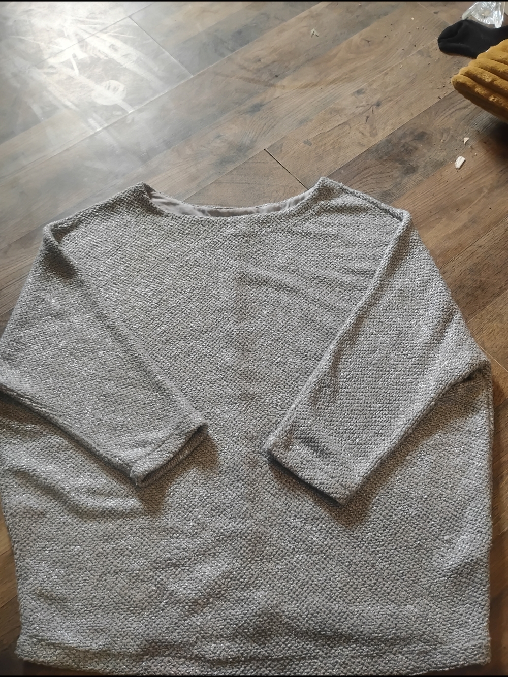 Worthington Light Gray Textured Knit Top